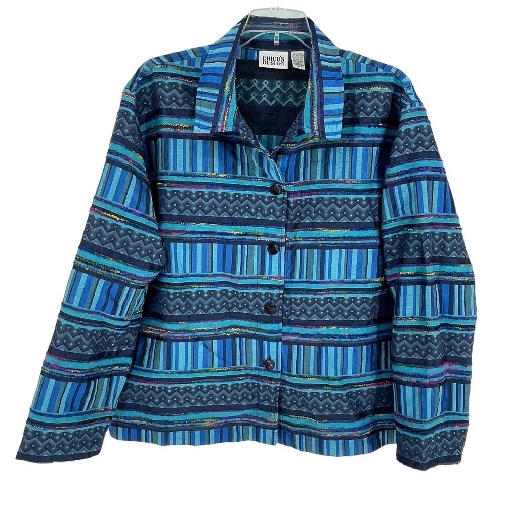 Chico’s Design Blue Bohemian Lightweight Jacket - Chico's Sz 2 = L/12